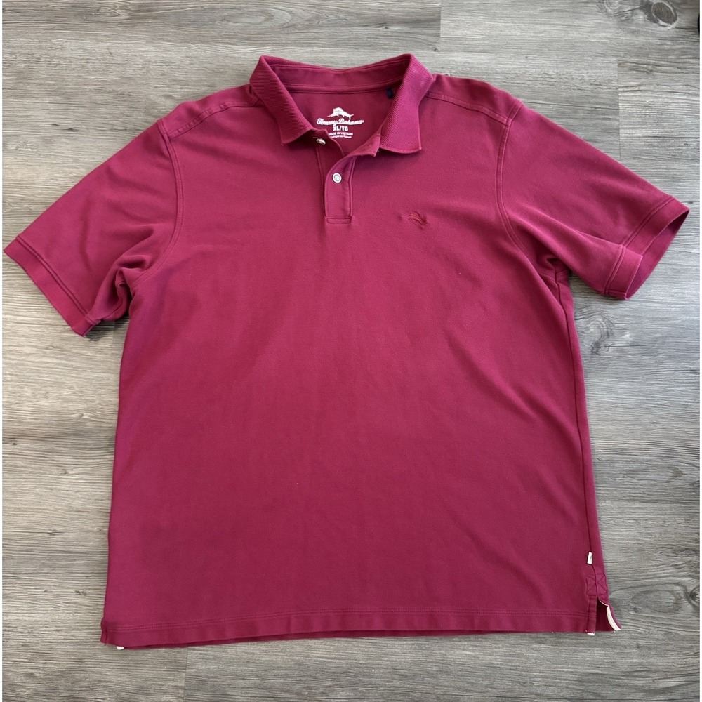 Tommy Bahama Polo Shirt Men XL Burgundy Short Sleeve Cotton Casual Golf